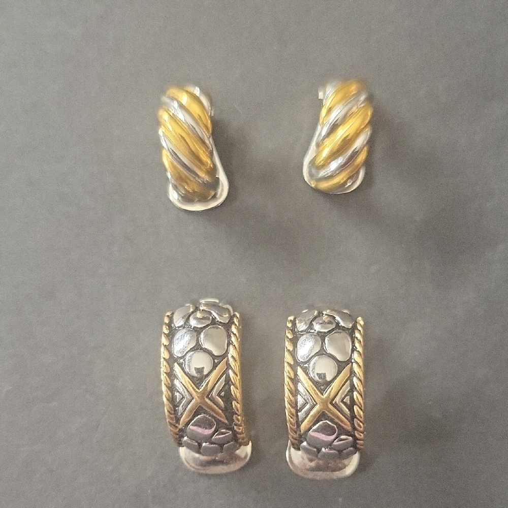 Elegant Two-Tone Clip Earrings
